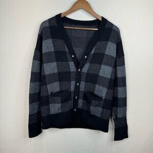 The‎ Kooples Women's Black Check Cardigan Sweater Size L
